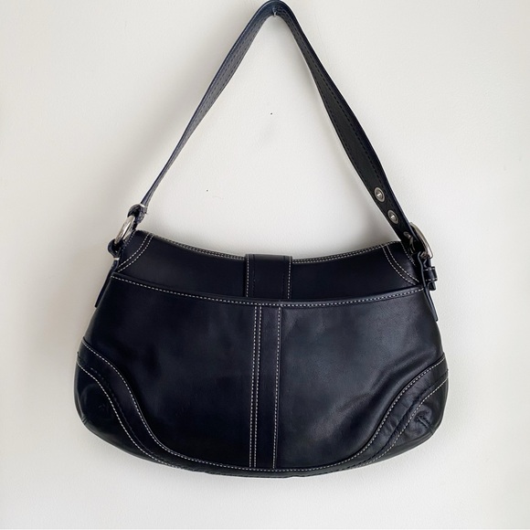 COACH Soho Flap Bag Vintage Y2K Black Leather Silver Buckle - Picture 5 of 12